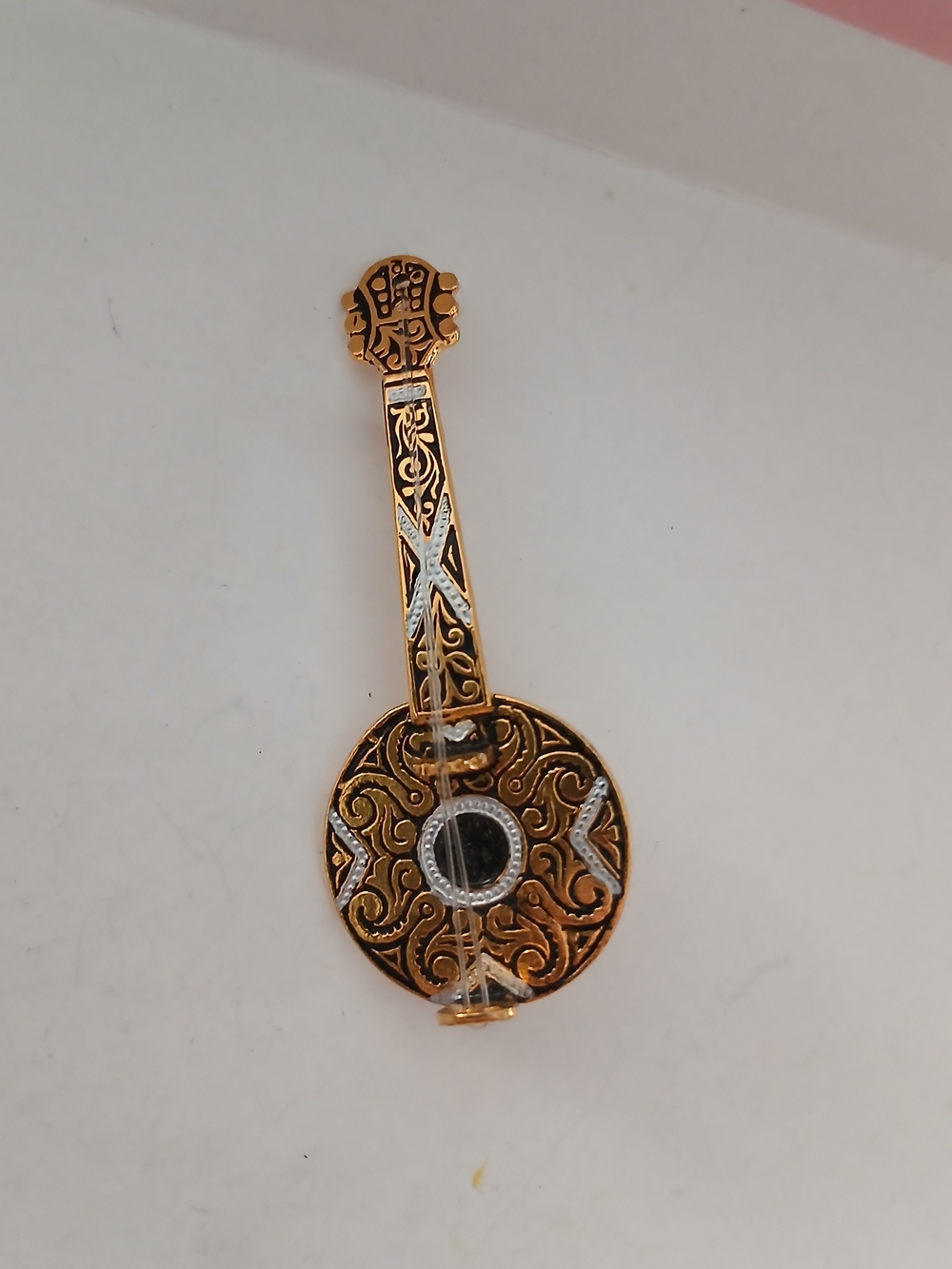 Gold and Silver Mandolin Pendant Necklace for Women